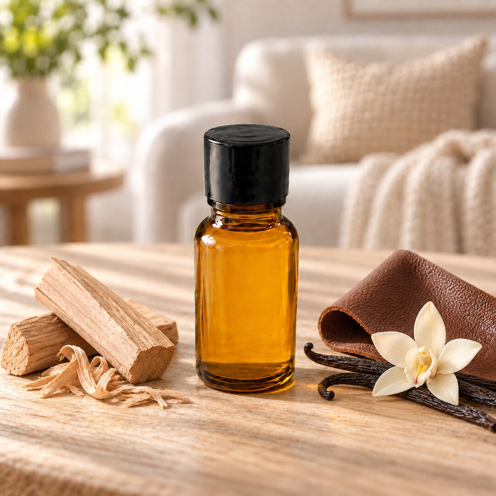 Aceite de Sándalo, Cuero y Vainilla en ambiente